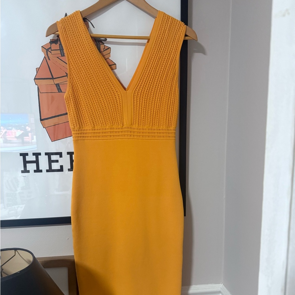 Chic Mustard Sleeveless Midi Dress